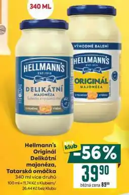 Billa Hellmann’s Originál, Delikátní majonéza, Tatarská omáčka nabídka