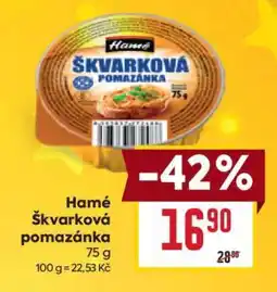 Billa Hamé Škvarková pomazánka nabídka