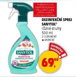 Penny Market DEZINFEKČNÍ SPREJ SANYTOL nabídka