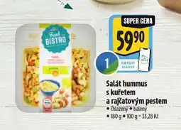 Albert Salát hummus s kuřetem a rejčatovým pestem nabídka