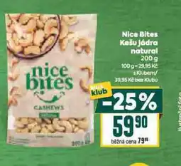 Billa Nice bites kešu jádra natural nabídka