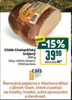 Billa Chléb chalupářský krájený nabídka