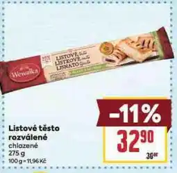 Billa Listové těsto rozválené nabídka