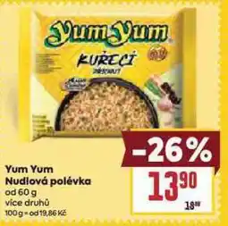 Billa Yum yum nudlová polévka nabídka