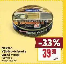 Billa Nekton výběrové šproty uzený v oleji nabídka