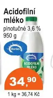 COOP DISKONT Ranko Acidofilní mléko plnotučné 3,6 % nabídka