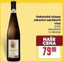Billa Habánské sklepy jakostní odrůdová vína nabídka