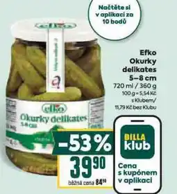 Billa Efko okurky delikates nabídka