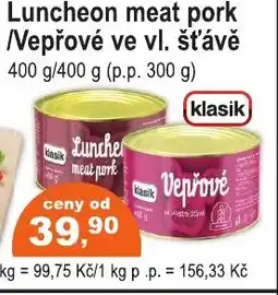 COOP DISKONT Luncheon meat pork /Vepřové ve vl. šťávě nabídka