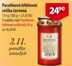 CBA Parafínová hřbitovní svíčka červená nabídka