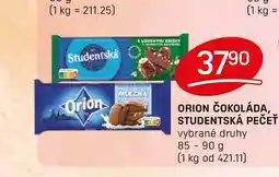 Flop ORION ČOKOLÁDA, STUDENTSKÁ PEČEŤ vybrané druhy 85-90 g nabídka