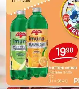 Flop MATTONI IMUNO vybrané druhy 0,7l nabídka