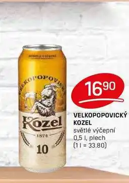 Flop VELKOPOPOVICKÝ KOZEL světlé výčepní 0,5l, plech nabídka