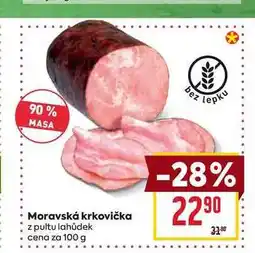 Billa Moravská krkovička z pultu lahůdek cena za 100g nabídka