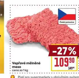 Billa Vepřové mělněné maso cena za 1 kg nabídka