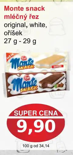 PLUS JIP Monte snack mléčný řez nabídka