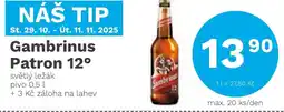 Konzum Gambrinus Patron 12° světlý ležák nabídka