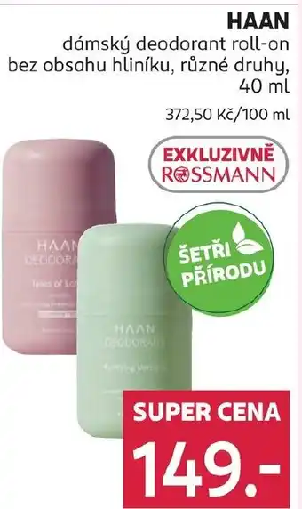 HAAN dámský deodorant roll-on bez obsahu hliníku