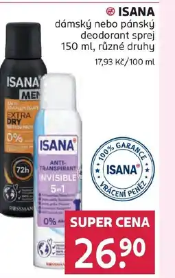Rossmann ISANA dámský nebo pánský deodorant sprej nabídka