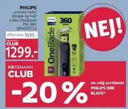 Rossmann PHILIPS pánský holicí strojek na tvář a tělo OneBlade Pro 360 nabídka