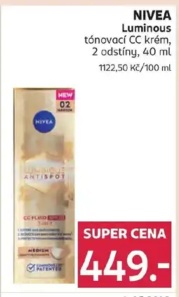 Rossmann NIVEA Luminous tónovací CC krém nabídka