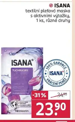 Rossmann ISANA® textilní pleťová maska s aktivními výtažky nabídka