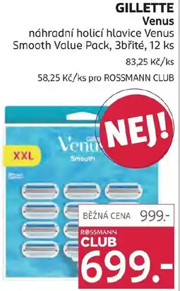 Rossmann GILLETTE Venus náhradní holicí hlavice Venus Smooth Value Pack, 3břité nabídka