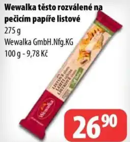 Partner Maloobchodní síť Wewalka těsto rozválené na pečicím papíře listové nabídka