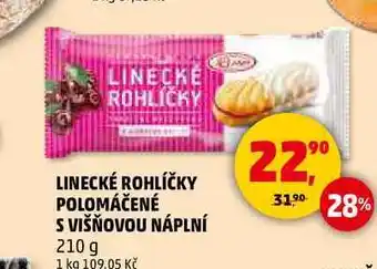 Penny Market LINECKÉ ROHLÍČKY POLOMÁČENÉ S VIŠŇOVOU NÁPLNÍ, 210 g nabídka