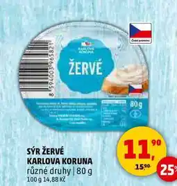 Penny Market SÝR ŽERVÉ KARLOVA KORUNA, 80 g nabídka