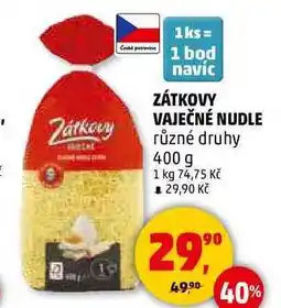 Penny Market ZÁTKOVY VAJEČNÉ NUDLE, 400 g nabídka