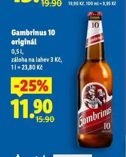 Lidl Pivo gambrinus nabídka