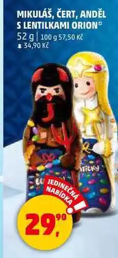 Penny Market MIKULÁŠ, ČERT, ANDĚL S LENTILKAMI ORION, 52 g nabídka