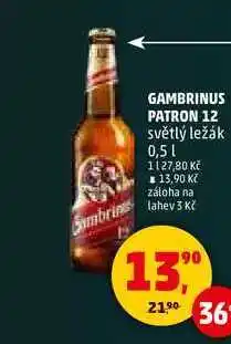 Penny Market GAMBRINUS PATRON 12 světlý ležák, 0,5 l nabídka