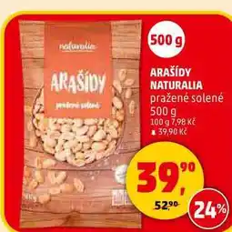 Penny Market ARAŠÍDY NATURALIA pražené solené, 500 g nabídka