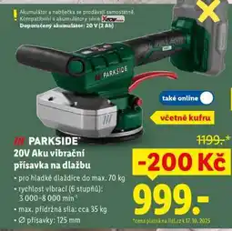 Lidl PARKSIDE 20V Aku vibrační přísavka na dlažbu nabídka
