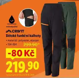 Lidl CRIVIT Dětské funkční kalhoty nabídka