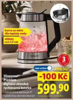 Lidl Silvercrest Premium digitální skleněná rychlovarná konvice nabídka