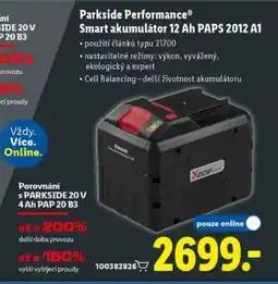 Lidl Parkside Performance Smart akumulátor 12 Ah PAPS 2012 A1 nabídka
