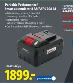 Lidl Parkside Performance Smart akumulátor 8 Ah PAPS 208 A1 nabídka