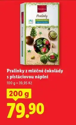 Lidl Pralinky z mléčné čokolády s pistáciovou náplní nabídka