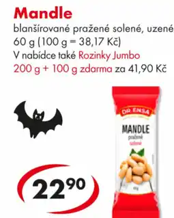 CBA Mandle blanšírované pražené solené, uzené nabídka