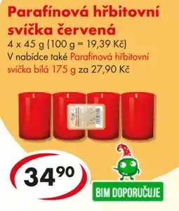 CBA Parafínová hřbitovní svíčka červená nabídka