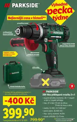 Lidl Parkside aku příklepová vrtačka nabídka