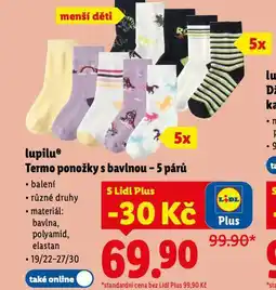 Lidl Lupilu termo ponožky s bavlnou nabídka