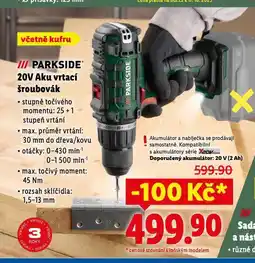 Lidl Parkside aku vrtací šroubovák nabídka