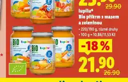 Lidl Lupilu bio příkrm s masem a zeleninou nabídka