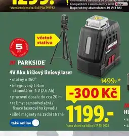 Lidl Parkside aku křížový liniový laser nabídka