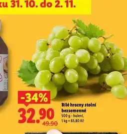 Lidl Bílé hrozny stolní bezsemenné nabídka