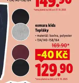Lidl Esmara kids tepláky nabídka